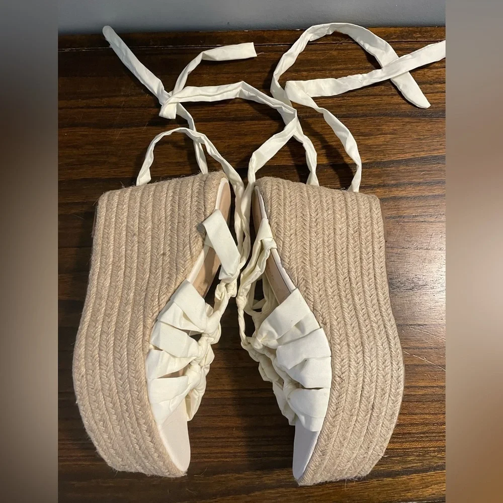Raul Aparicio, euro 40 or US 9-9.5 women, ribbon ankle wrap platform wedges
